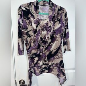 Coco Bianco Cowl Neck Hankerchief Hem PurpleTunic Top Size Medium Approximately